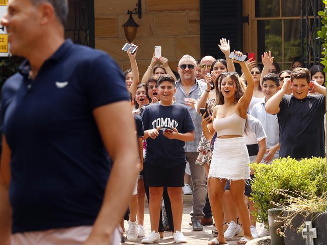 Family wait inside Obeid’s home to greet him as his car arrives. . Picture: Sam Ruttyn