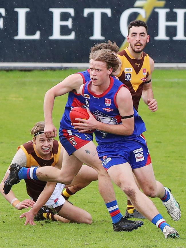 Lachie Kidd breaks away against Drysdale. Picture: Alan Barber