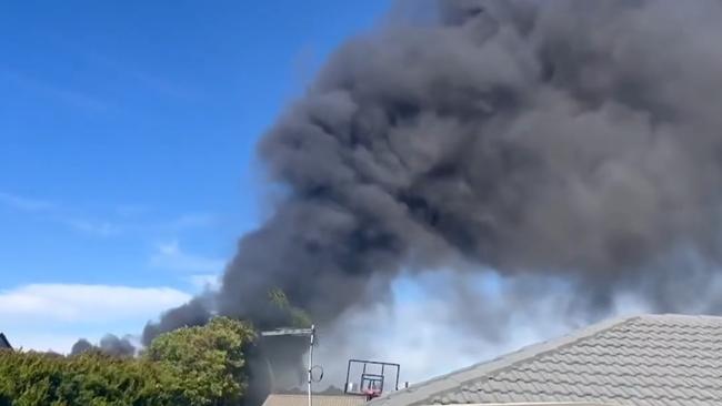 Smoke from fire at Golden Grove on Monday. Picture: 7News