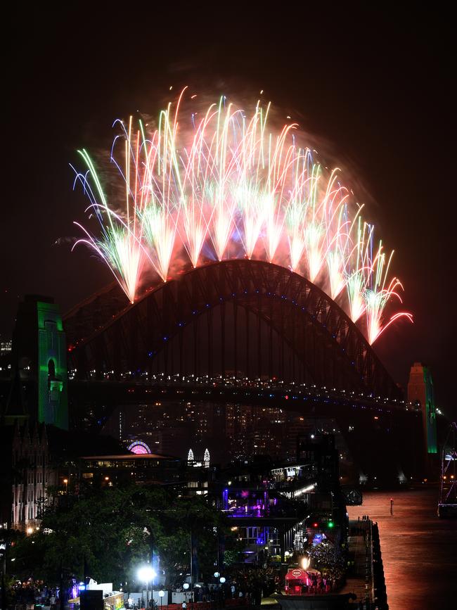 Fireworks explode to welcome in the New Year over the Sydney Harbour Bridge last year.