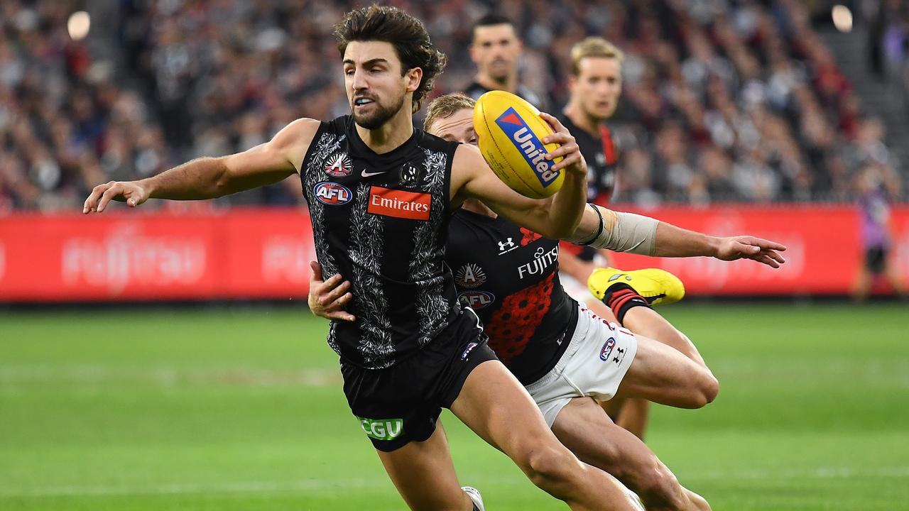 Josh Daicos spent some time in the middle against Essendon. Picture: Getty Images