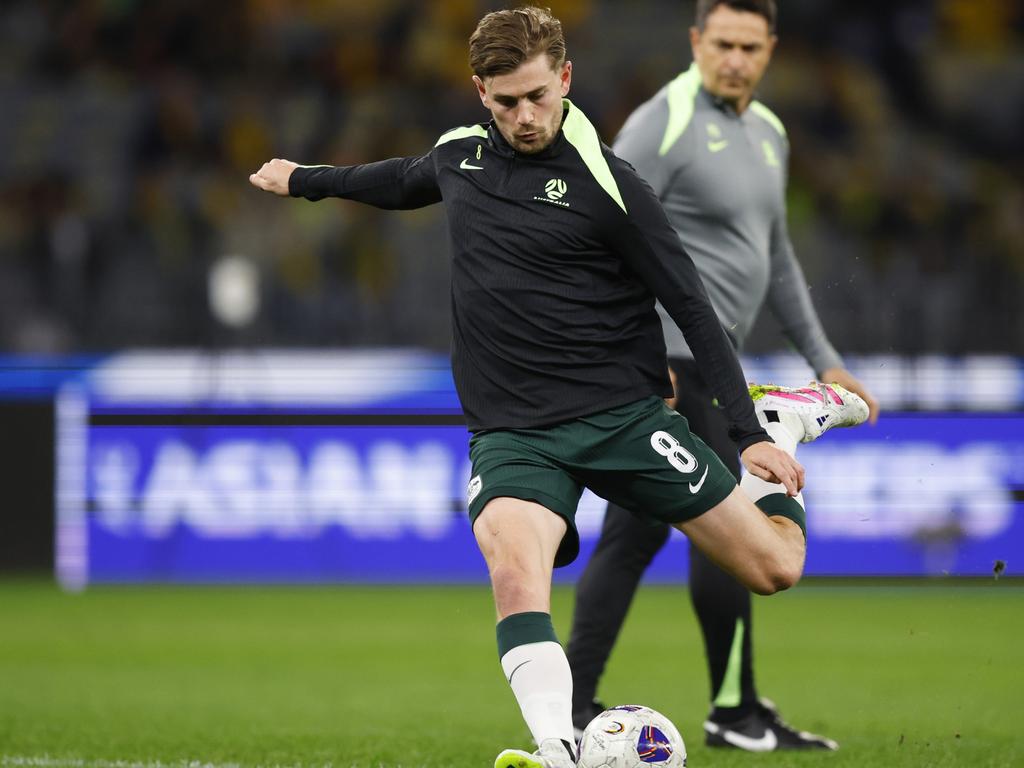 Connor Metcalfe and the Socceroos can guarantee themselves FIFA World Cup qualification in Jeddah on Wednesday morning (AEST). Picture: James Worsfold/Getty Images