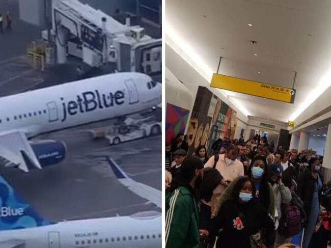 A JetBlue plane bound for Puerto Rico struck the tail of another company jetliner in the gate area at JFK Airport on Wednesday morning – just days after two planes almost collided on a runway.