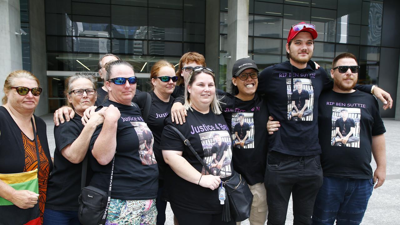 The family of murder victim Ben Suttie leave the Brisbane Supreme Court after his killer Harley Wegener was sentenced to life in prison for the first time, in November, 2022. Picture: NCA NewsWire/Tertius Pickard