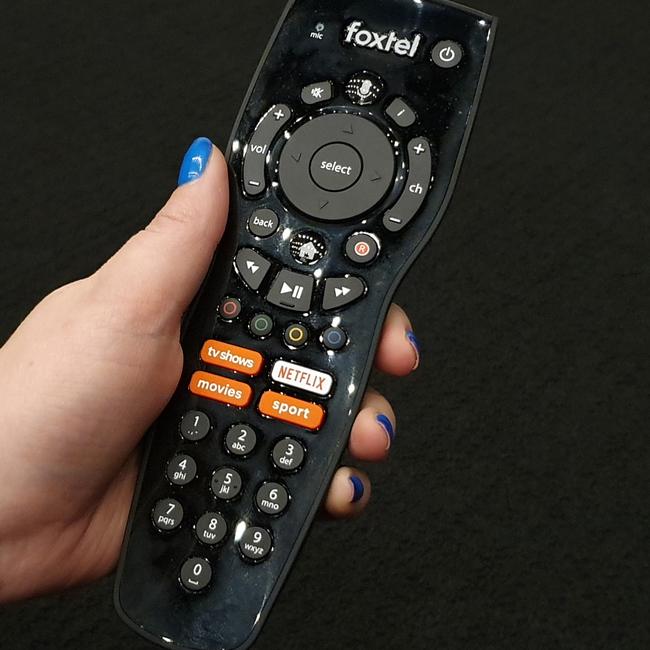 The new look Foxtel remote control with Netflix button. Picture: supplied