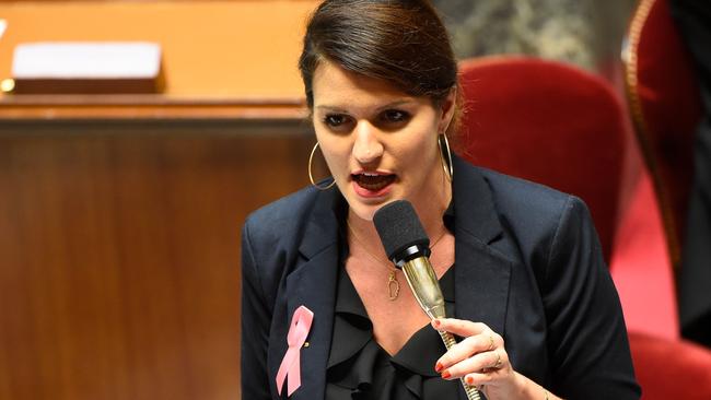 French minister Marlene Schiappa in 2017 speaking at the French National Assembly, in Paris. / AFP PHOTO / Bertrand GUAY