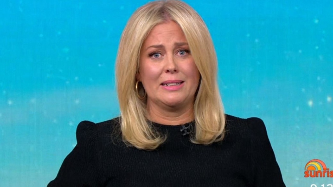 An emotional Sam Armytage during her final episode in March. Picture: Sunrise/Channel 7