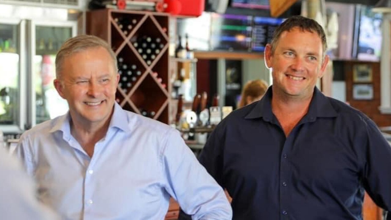 Dawson Labor candidate Shane Hamilton (right) with Opposition Leader Anthony Albanese. Picture: Facebook