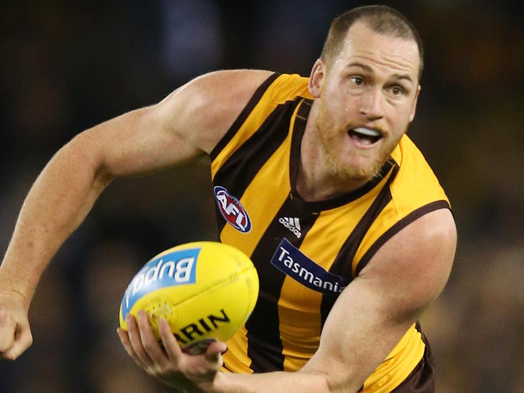 AFL Round 10. 27/05/2018. .Hawthorn v West Coast at Etihad Stadium.  Hawthorn's Jarryd Roughead    . Pic: Michael Klein