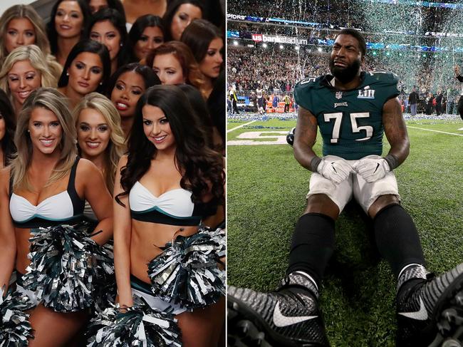 MINNEAPOLIS, MN - FEBRUARY 04: The Philadelphia Eagles cheerleaders take the field prior to Super Bowl LII against the New England Patriots at U.S. Bank Stadium on February 4, 2018 in Minneapolis, Minnesota. Streeter Lecka/Getty Images/AFP == FOR NEWSPAPERS, INTERNET, TELCOS & TELEVISION USE ONLY ==