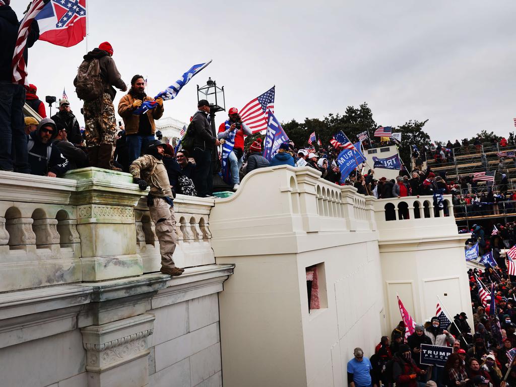 Thousands of Donald Trump supporters storm the United States Capitol building following a "Stop the Steal" rally on Wednesday in Washington, DC. Picture: Spencer Platt/Getty Images/AFP
