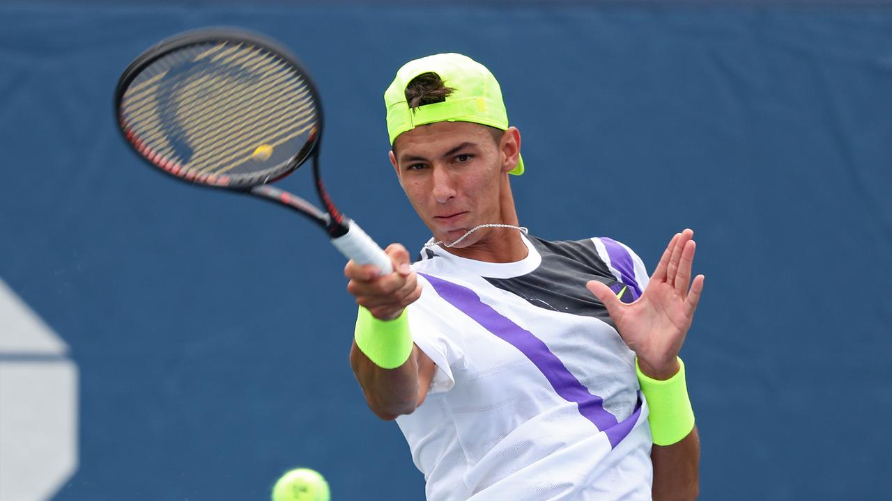 Alexei Popyrin has surged into the second round of the US Open.