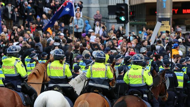 An anti-lockdown protest in Melbourne.