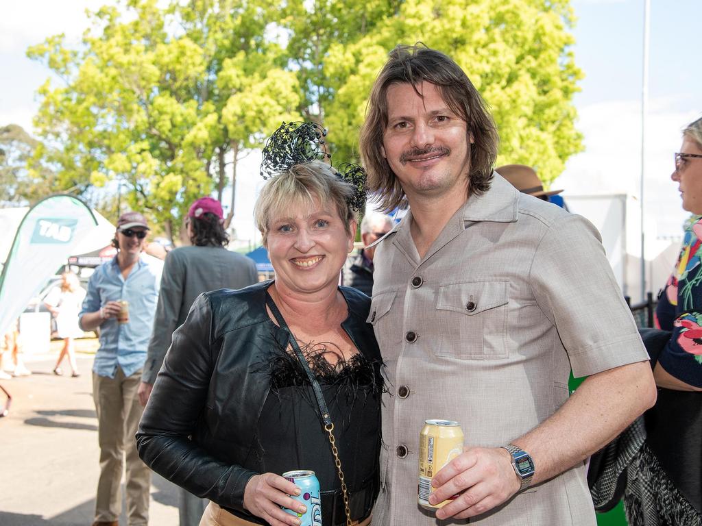 Sporting an original 1970's Safari Suit is Rob Newbery with Leonie Tweedale.