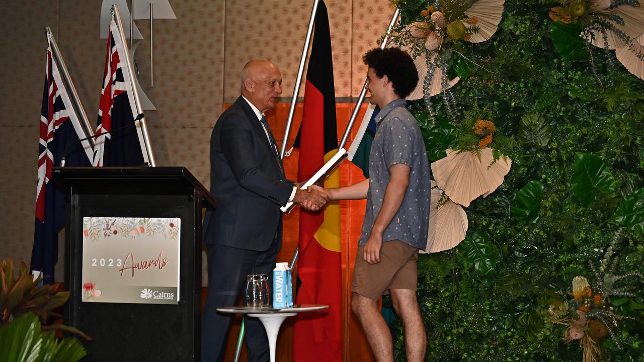 Mayor Bob Manning with Edan Mattinson, recipient of the 2023 Young Sportsperson of the Year award. Picture Emily Barker.