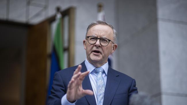 Prime Minister Anthony Albanese spoke to media at a press conference after the summit jobs summit at Parliament House win Canberra. Picture: NCA NewsWire / Gary Ramage