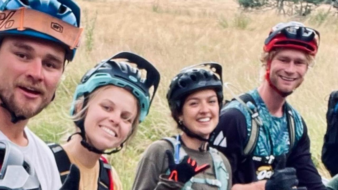 Brothers and new business partners Kerr and Cole Claxton on a riding holiday in Tasmania with Jasmin Tickle and Clementine Atanazio. Picture: Supplied