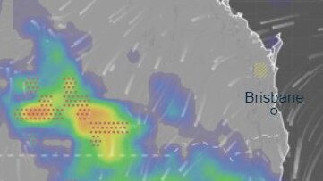 Parts of Southern Queensland, inlcuding Charleville, Cooladdi and Windorah are also forecast to be hit with isolated heavy showers, with over 25ml of rainfall expected over the next 24 hours as a trough system moves across the region. Source: Ventusky.