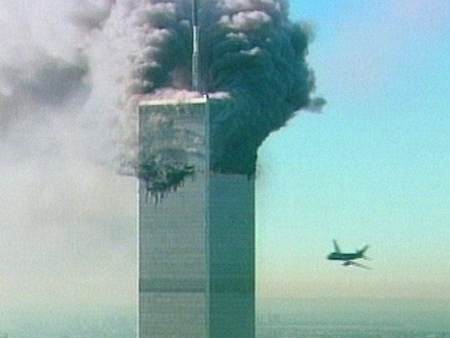 The hijacked plane about to hit second tower during the September 11, 2001 terrorist attack on the World Trade Centre in New York. AP