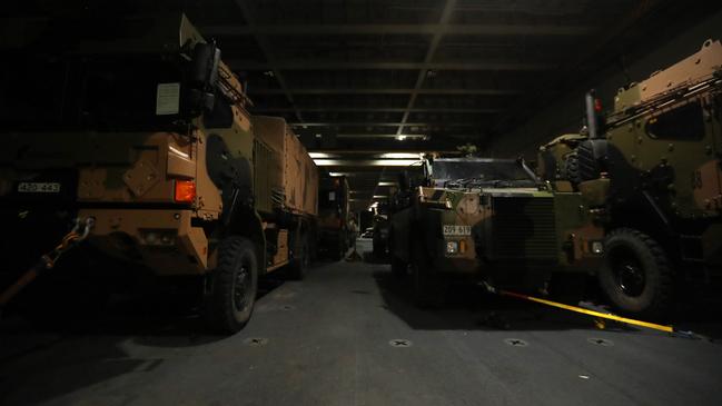 Inside the HMAS Adelaide ahead of Exercise Keris Woomera, the first bilateral amphibious activity exercise between the Australian Defence Force and Indonesian National Armed Forces. Picture: Zizi Averill