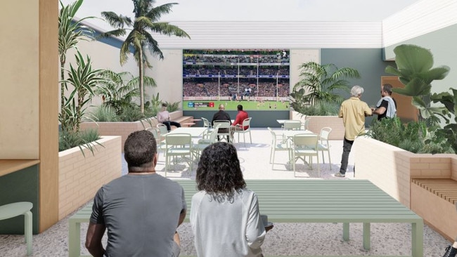 Fouche Architects’ impression of the proposed smokers area in the Plantation Hotel Coffs Harbour.