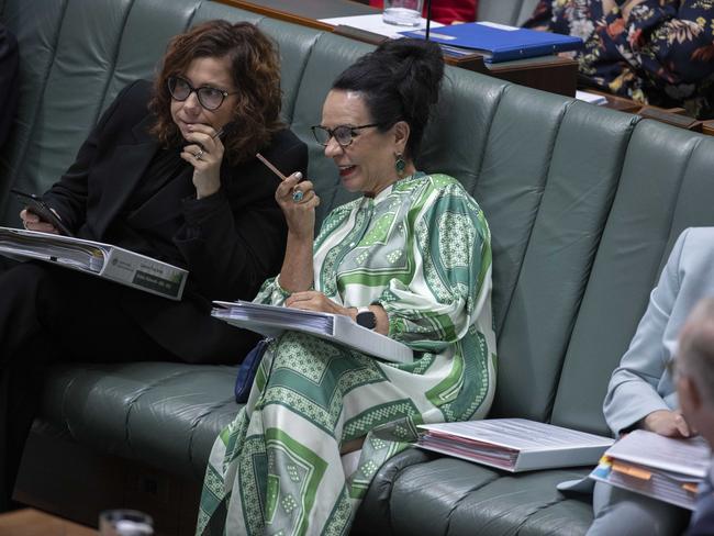 Minister for Social Services Amanda Rishworth and Minister for Indigenous Australians Linda Burney during Question Time. Picture: NCA NewsWire / Gary Ramage