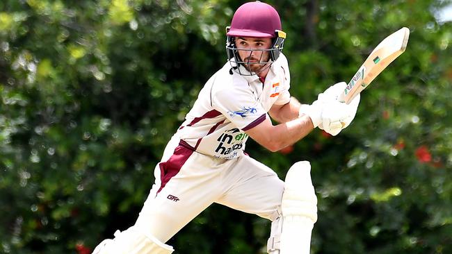 Toombul batsman Oliver West Cricket action between Toombul and Wests. Saturday December 17, 2022. Picture: John Gass