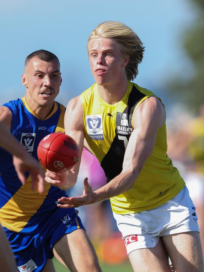 Sam Davidson playing for Richmond’s VFL team. (Photo by Rob Lawson/AFL Photos)