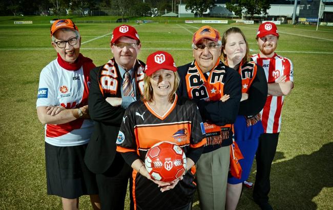 L-R Jeny Dowell, Steve Mackney, Leanne Clark, Thomas George, Renee Moehead and Mitch Loew. Pictured at Lismore's Oak's Oval. Photo Patrick Gorbunovs / The Northern Star. Picture: Patrick Gorbunovs