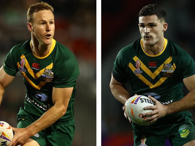 Nathan Cleary and Daly Cherry-Evans have been named in Australia's squad for the Lebanon clash. Picture: Getty