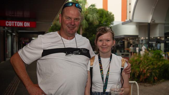 Dominic Kerr and Bonnie Kerr from Melbourne enjoys their afternoon at the Smith Street Arcade. Picture: Pema Tamang Pakhrin