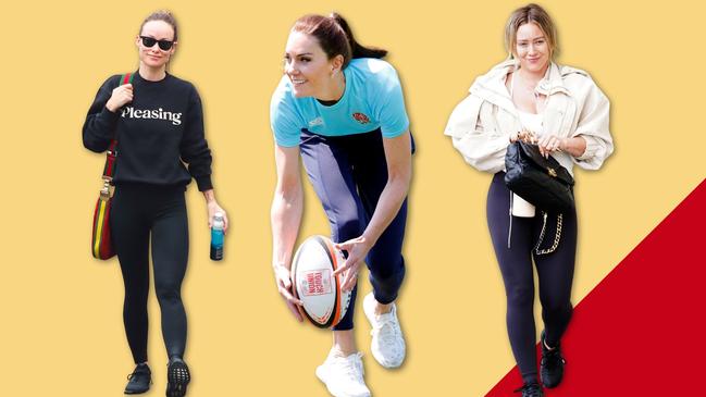 Olivia Wilde, Catherine Princess of Wales, Hillary Duff in Lululemon activewear. Picture: Getty