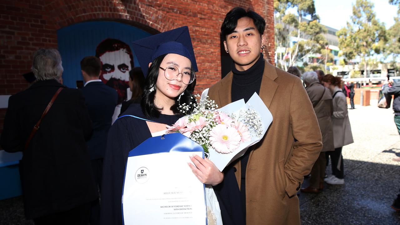 Kelly and Kevin Pang at Deakin University post-graduation celebrations on Friday afternoon. Picture: Alan Barber