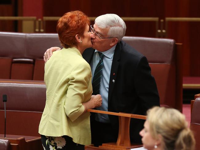 Senator Pauline Hanson with Senator Brian Burston. Picture: Kym Smith