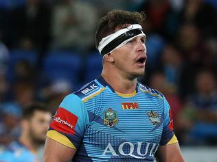 Greg Bird of the Gold Coast Titans in action during their round 25 NRL game  against the Penrith Panthers at Cbus Super Stadium on the Gold Coast,  Saturday, Aug. 27, 2016. (AAP