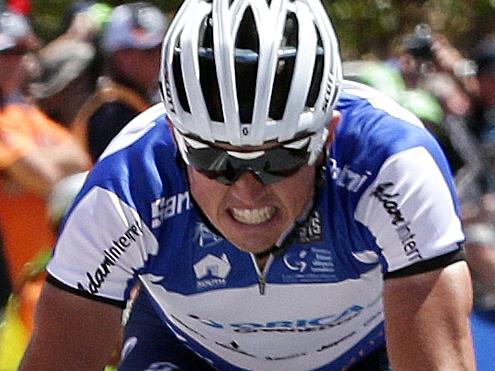 Tour Down Under - Stage 5 - McLaren Vale to Willunga Hill. Simon Gerrans on his way to finishing third and re-claiming the ochre jesey. PIC SARAH REED.