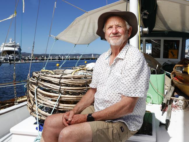 Ian Johnston one of the founders of the Australian Wooden Boat Festival onboard boat Juliene ahead of the 2025 Australian Wooden Boat Festival.  Picture: Nikki Davis-Jones