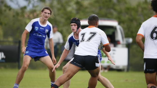 Logan Tuimauga in action for the Macarthur Wests Tigers against the North Coast Bulldogs during round two of the Laurie Daley Cup at Kirkham Oval, Camden, 10 February 2024. Picture: Warren Gannon Photography