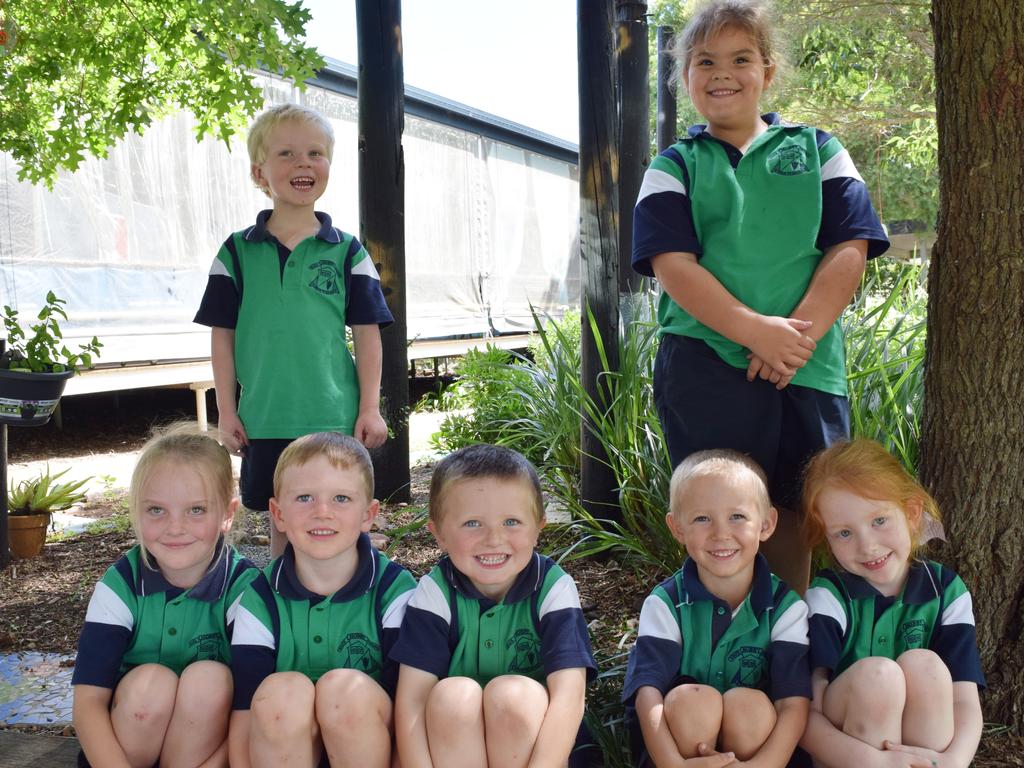 MY FIRST YEAR 2022: Nobby State School Prep students (front row, from left) Ellie-May, Jack, Dylan, William, Tinley and (back, standing) Jacob and Emmason.