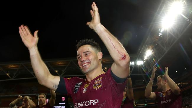 Cooper Cronk celebrates after State of Origin game III this year.