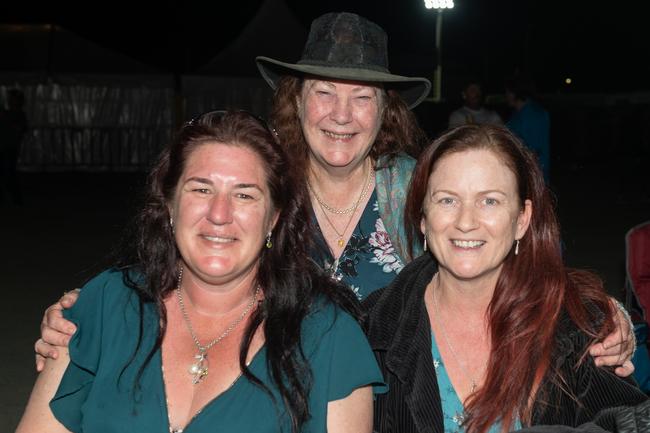 Ali McCarthy from Camila, Jean Innes from Greenwell Point NSW and Melinda Ireland from Sunshine Coast at the NQ's Rock'N Country 2022.Picture: Michaela Harlow