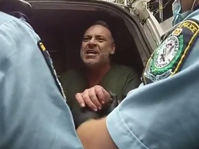 Bodycam footage shows dramatic arrest of Andrew O’Keefe in 2021. Picture: Nine News