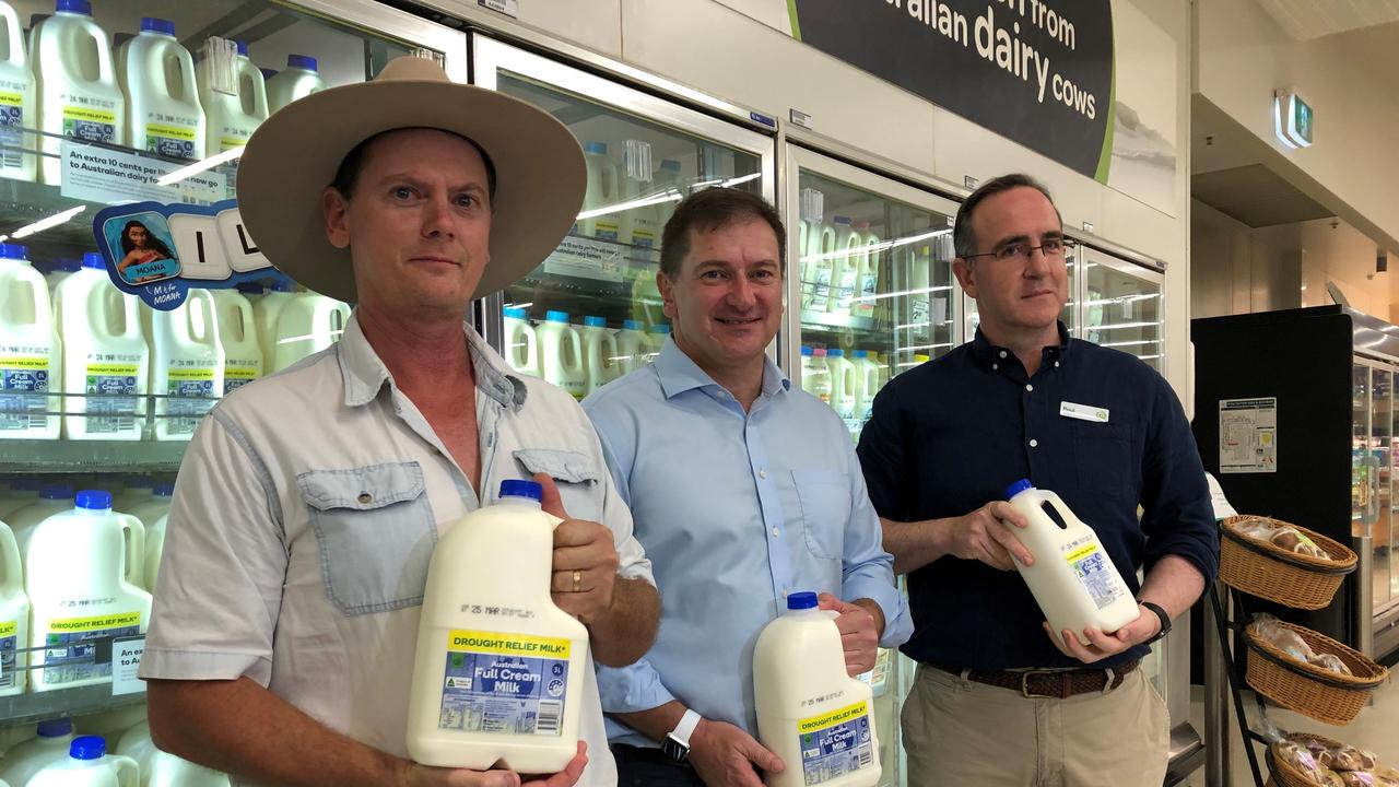 A complaint about Fraser Coast councillor James Hansen over his comments following a mass shooting in New Zealand in 2019 has been upheld by the Queensland Councillor Conduct Tribunal. He is pictured with Wide Bay MP Llew O'Brien and Woolworths' director of fresh food Paul Harker.