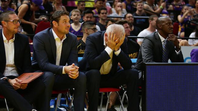 Dejected Sydney Kings coach Andrew Gaze. Picture: Brett Costello