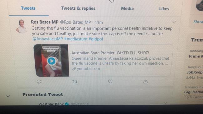 Ros Bates' tweet has since been deleted