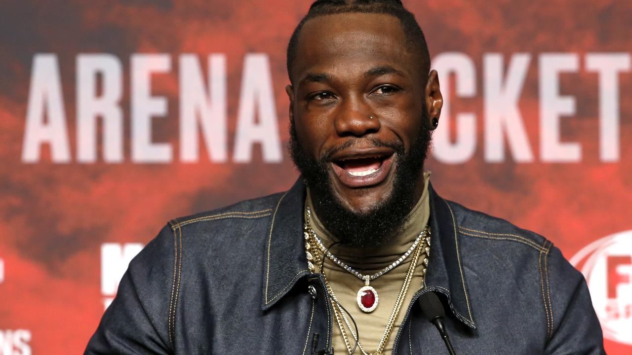 WBC heavyweight champion Deontay Wilder speaks during a final news conference.