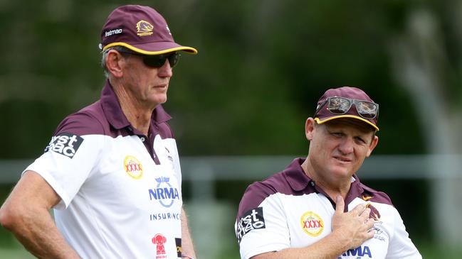 Wayne Bennett (L) and Kevin Walters remain close despite the split. Picture: Darren England