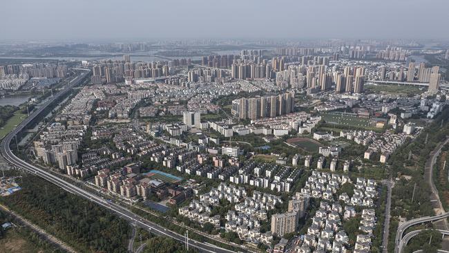 An aerial view of the Evergrande changqing community in Wuhan, Hubei Province, China. Picture: Getty Images