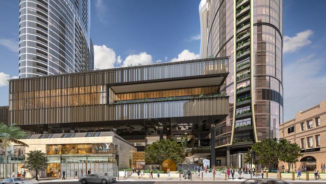 Supplied artist impression of the main entry for the retail precinct of Queens Wharf.