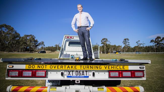 Another of Minister for Infrastructure and Transport, Michael Ferguson’s congestion-busting tow trucks has hit the streets. Picture: RICHARD JUPE